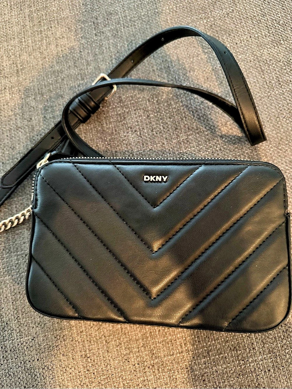 DKNY Veronica Quilted Double Zip Crossbody Bag Black